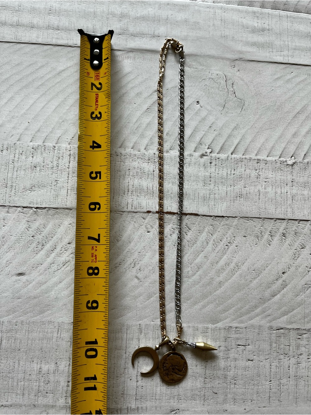 Stella & Dot Gold Multi-Charm Necklace with Coin, Crescent & Spike - Picture 5 of 6